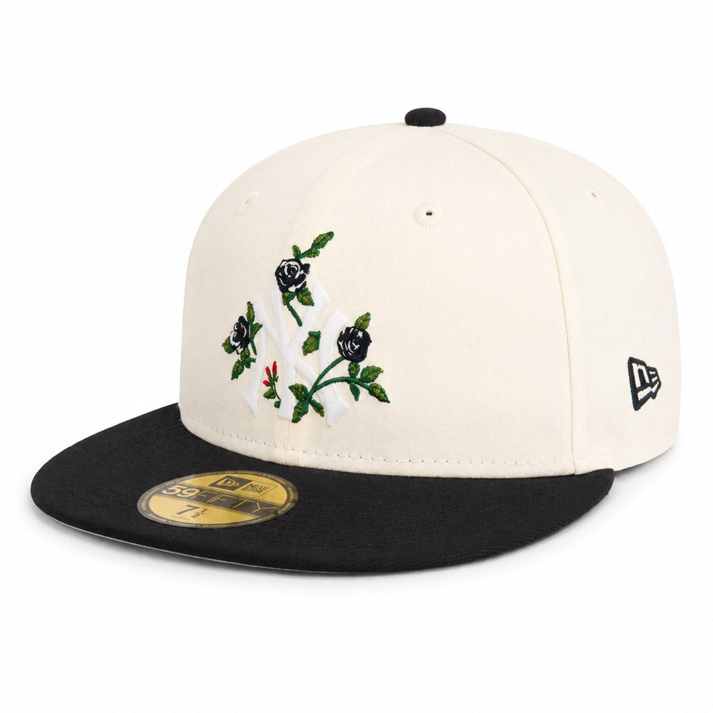 MLB New York Yankees New Era Two-Tone Summer Flower 59FIFTY Fitted Hat - Cream