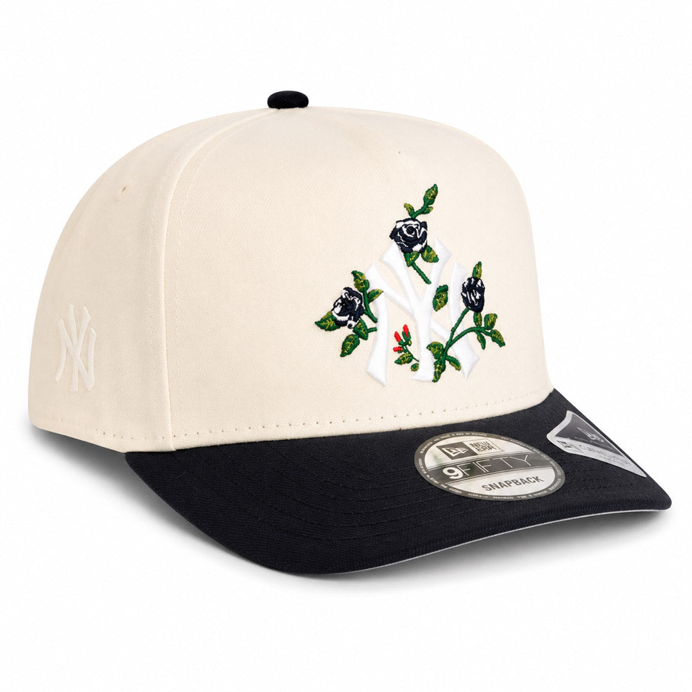 MLB New York Yankees New Era Two-Tone Summer Flower 9FIFTY A-Frame Snapback Hat - Cream