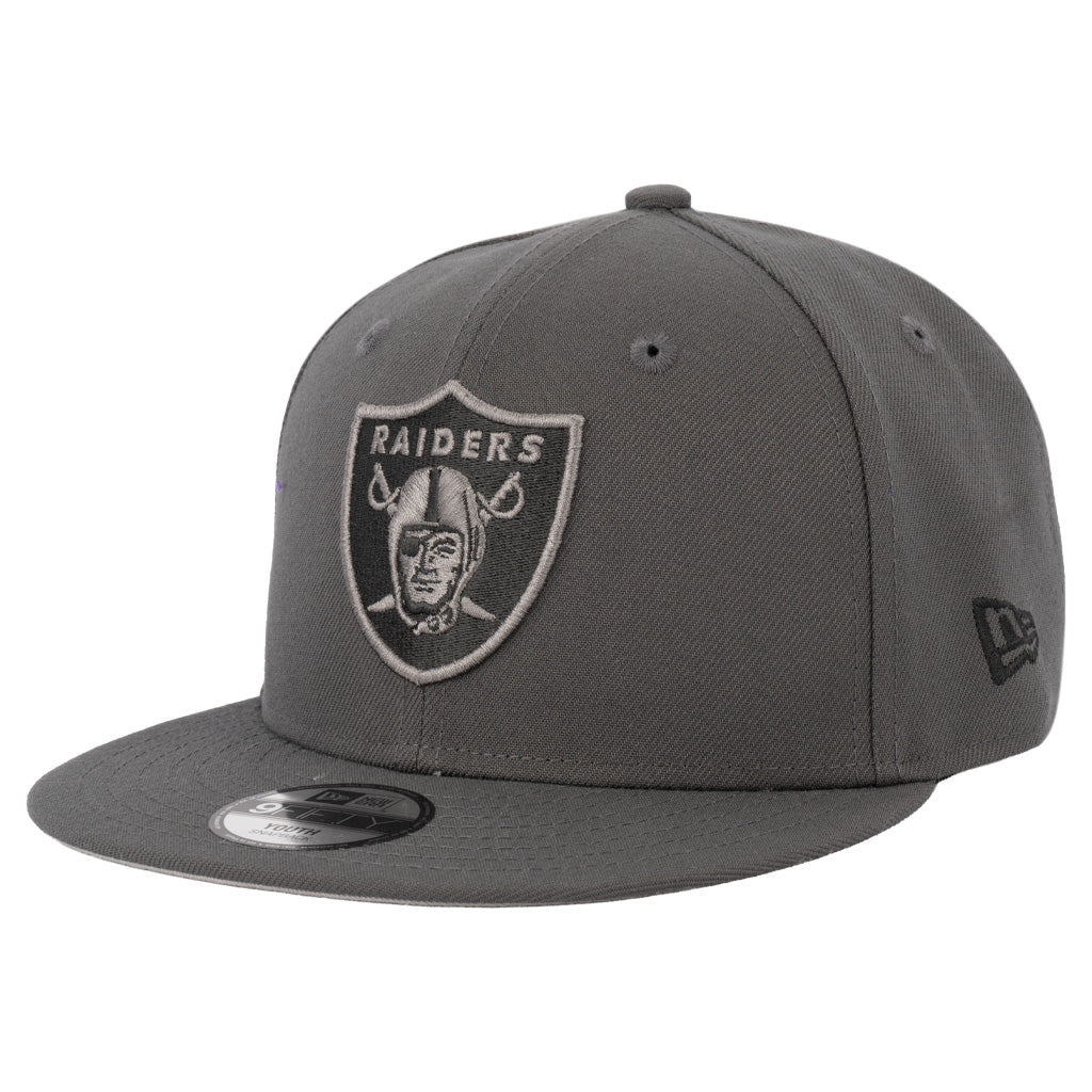 NFL Las Vegas Raiders Youth New Era Gray Prestige 9FIFTY Snapback Hat - Graphite