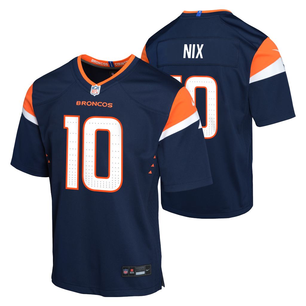 NFL Denver Broncos Bo Nix Youth Nike Home Game Jersey - Navy