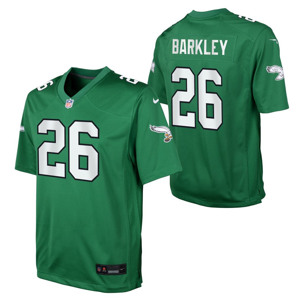 NFL Philadelphia Eagles Saquon Barkley Youth Nike Throwback Game Jersey - Green
