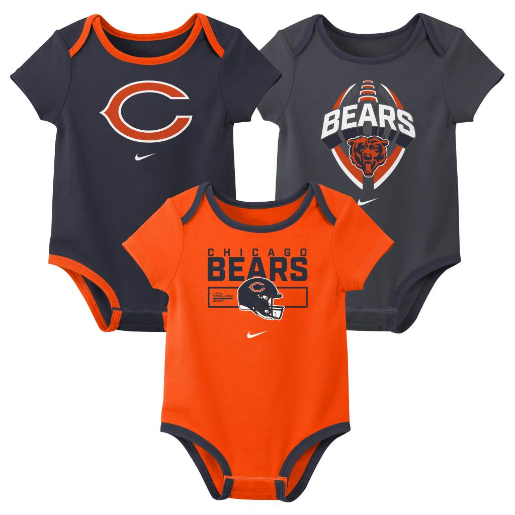 NFL Chicago Bears Infant Nike 2025 Creeper 3-Piece Onesie Set - Navy