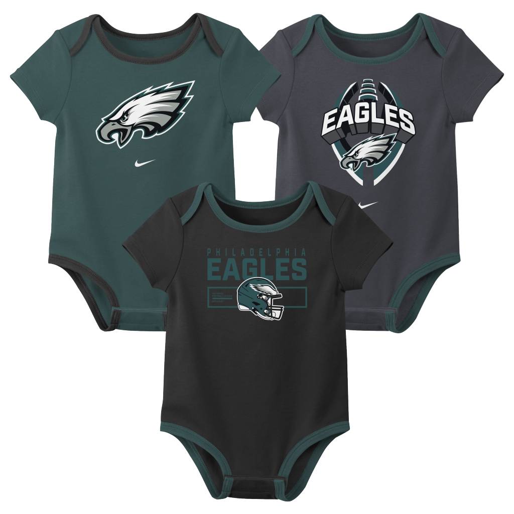 NFL Philadelphia Eagles Infant Nike 2025 Creeper 3-Piece Onesie Set - Green