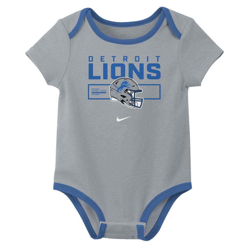 NFL Detroit Lions Infant Nike 2025 Creeper 3-Piece Onesie Set - Blue