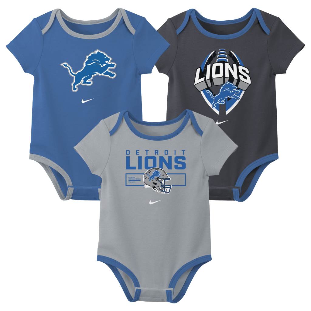 NFL Detroit Lions Infant Nike 2025 Creeper 3-Piece Onesie Set - Blue