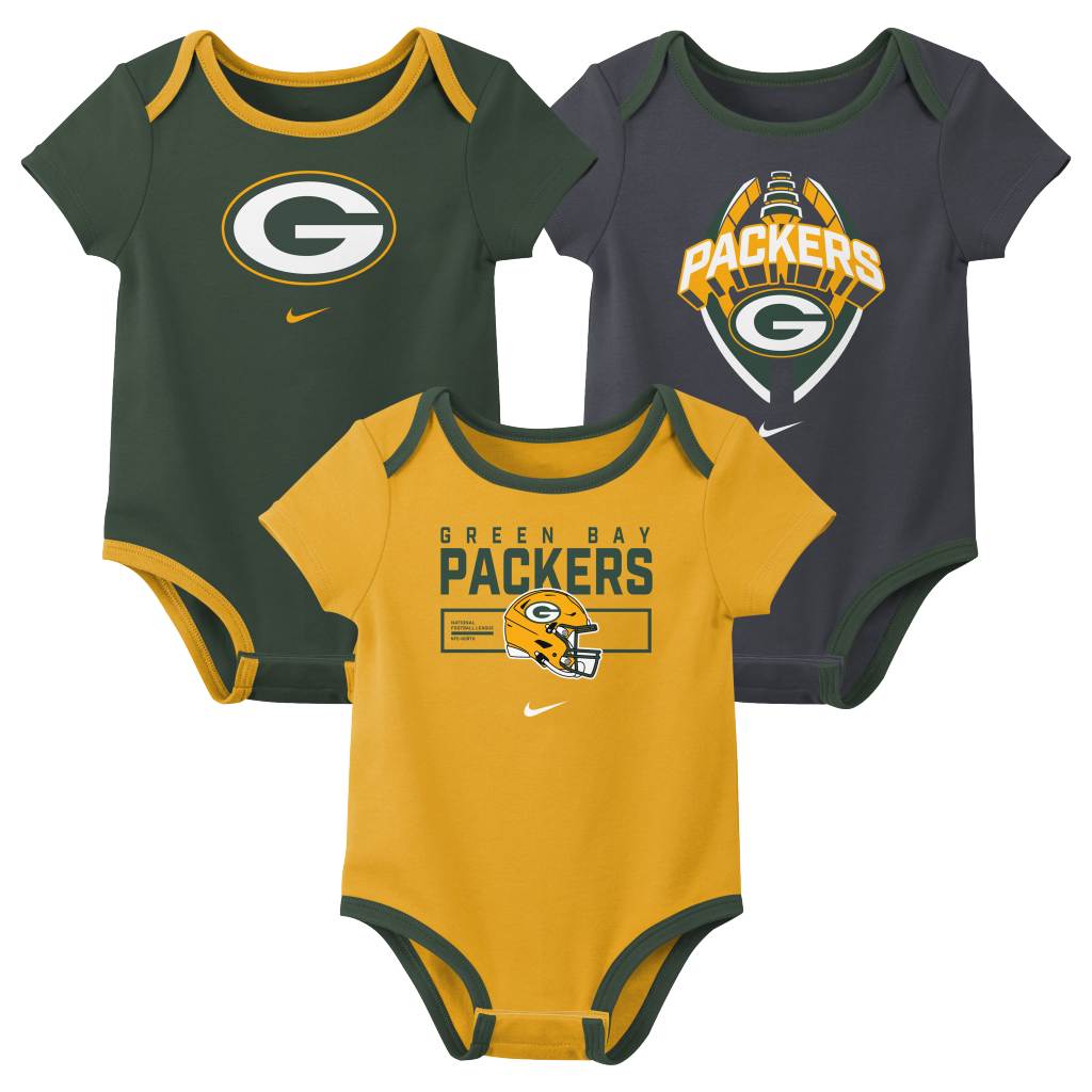 NFL Green Bay Packers Infant Nike 2025 Creeper 3-Piece Onesie Set - Green