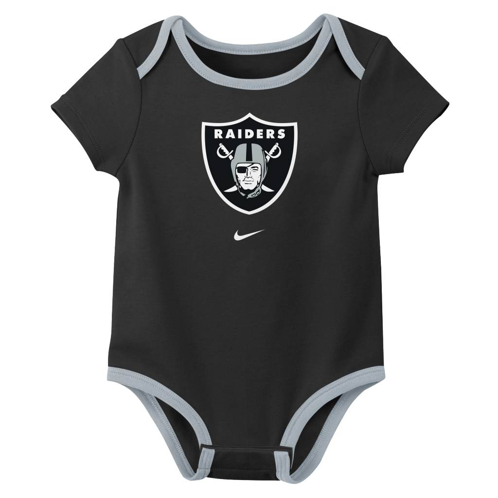 NFL Las Vegas Raiders Infant Nike 2025 Creeper 3-Piece Onesie Set - Black