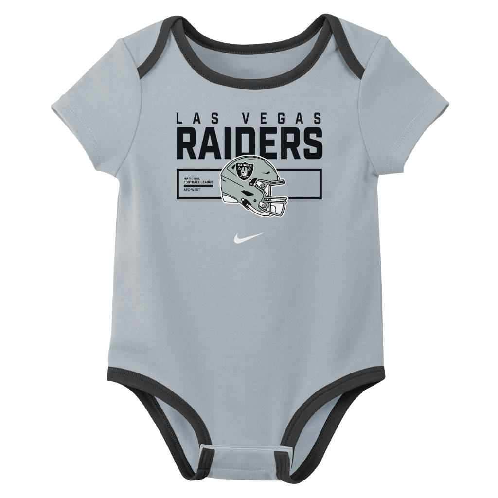 NFL Las Vegas Raiders Infant Nike 2025 Creeper 3-Piece Onesie Set - Black