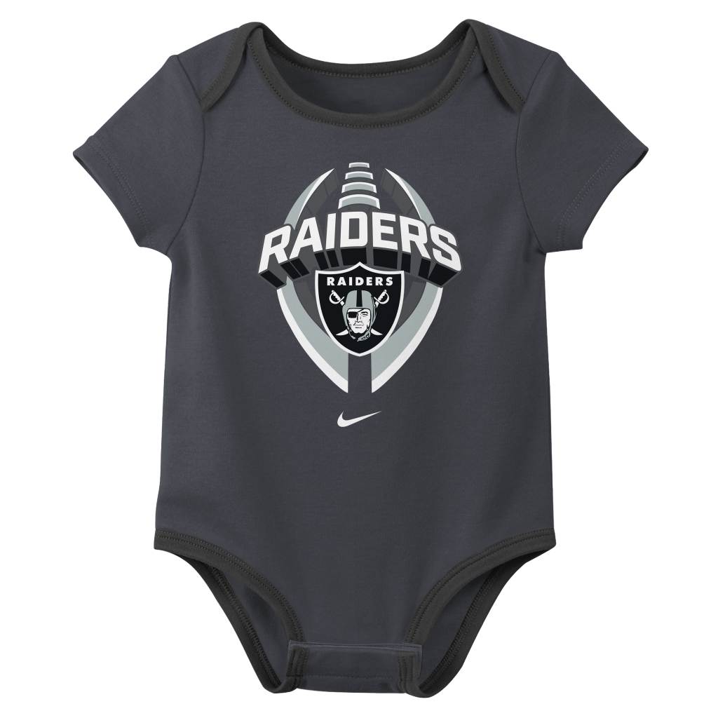 NFL Las Vegas Raiders Infant Nike 2025 Creeper 3-Piece Onesie Set - Black