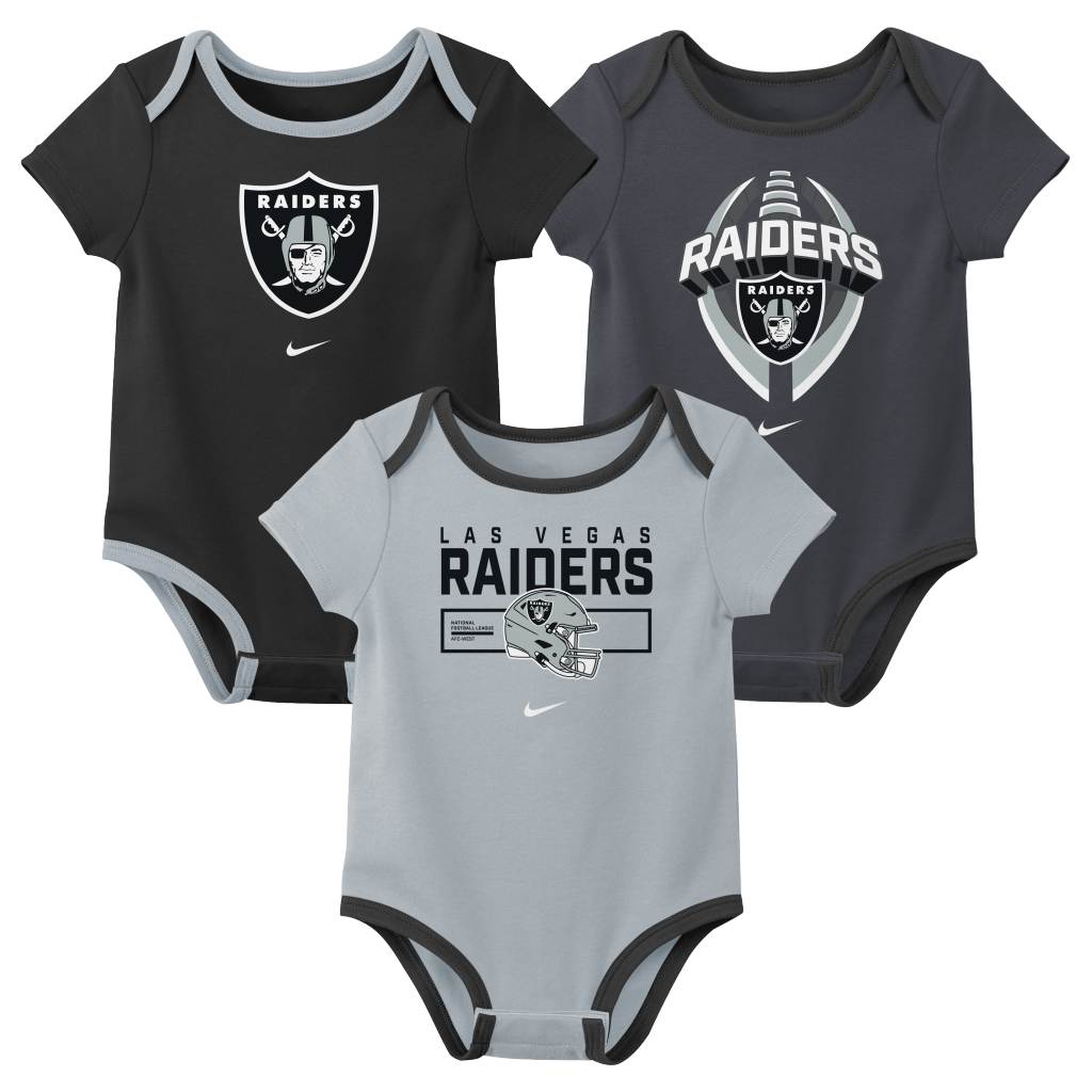 NFL Las Vegas Raiders Infant Nike 2025 Creeper 3-Piece Onesie Set - Black