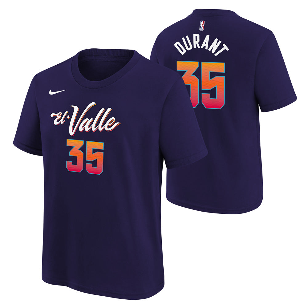 NBA Phoenix Suns Kevin Durant Kids Nike 2023/24 City Edition Name &amp; Number Tee