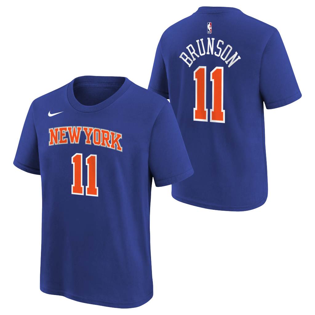 NBA New York Knicks Jalen Brunson Youth Nike Icon Name & Number T-Shirt - Blue