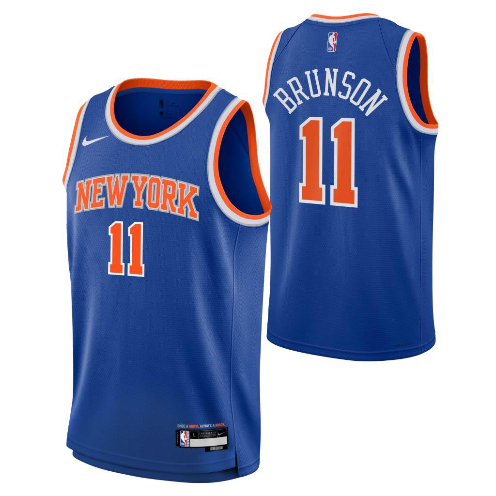 NBA New York Knicks Jalen Brunson Youth Nike Icon Swingman Jersey - Blue