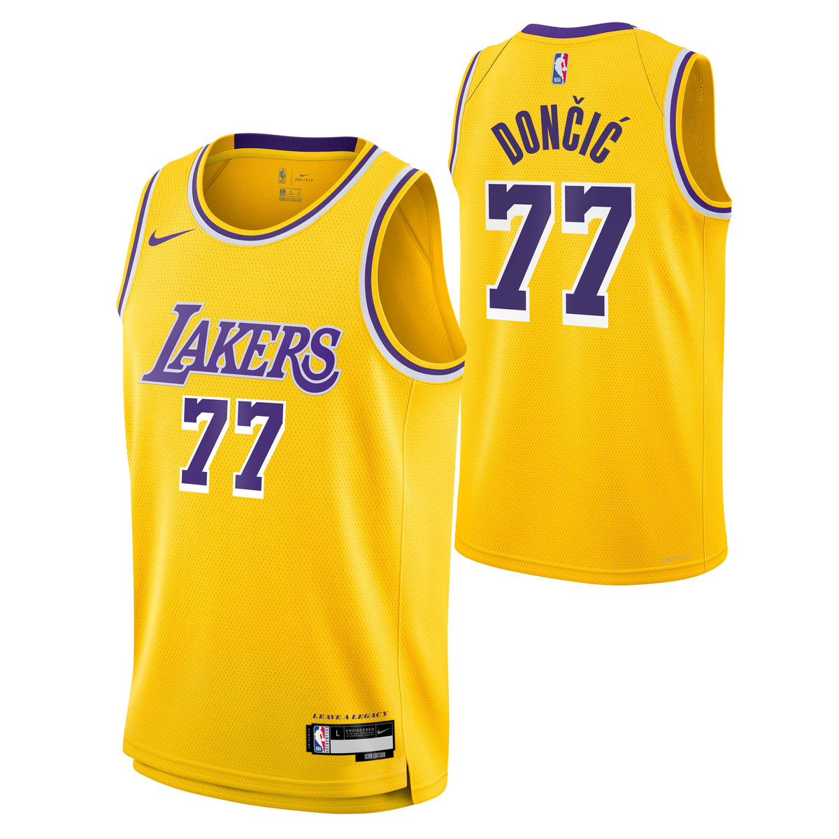 NBA Los Angeles Lakers Luka Doncic Youth Nike Icon Swingman Jersey- Gold