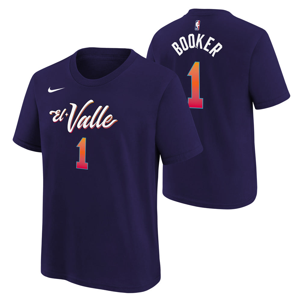 NBA Phoenix Suns Devin Booker Youth Nike 2023/24 City Edition Name &amp; Number T-Shirt - Purple