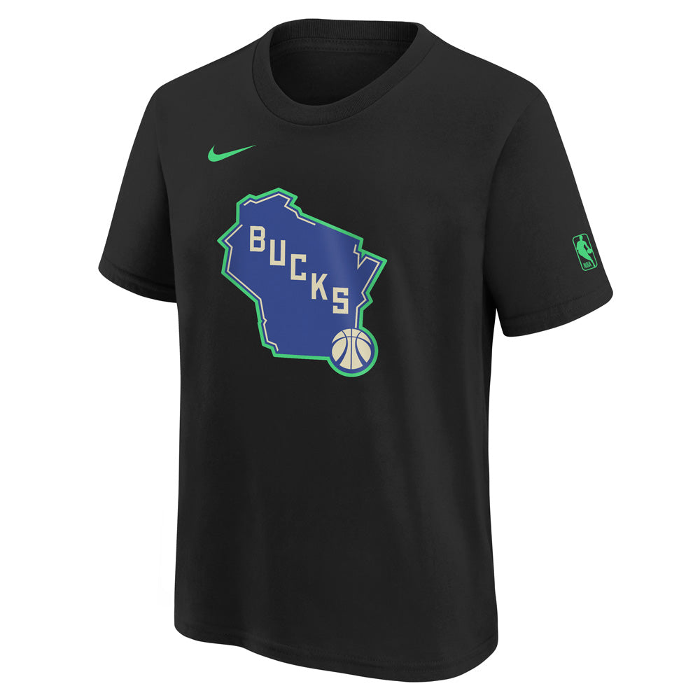 NBA Milwaukee Bucks Youth Nike 2023/24 City Edition Essential Logo Tee