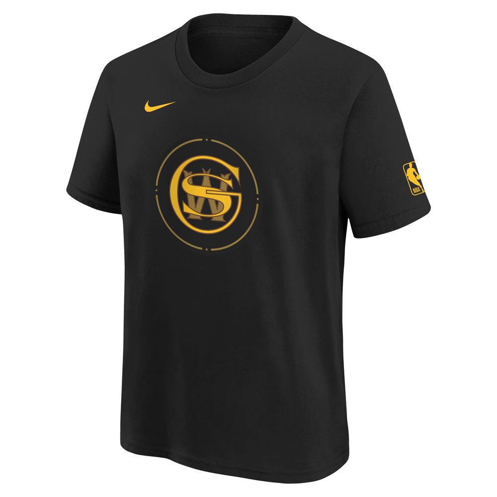 NBA Golden State Warriors Youth Nike 2023/24 City Edition Essential Logo T-Shirt - Black