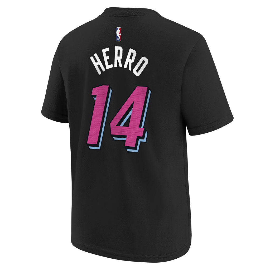 NBA Miami Heat Tyler Herro Youth Nike 2025-26 City Edition Name & Number Tee - Black