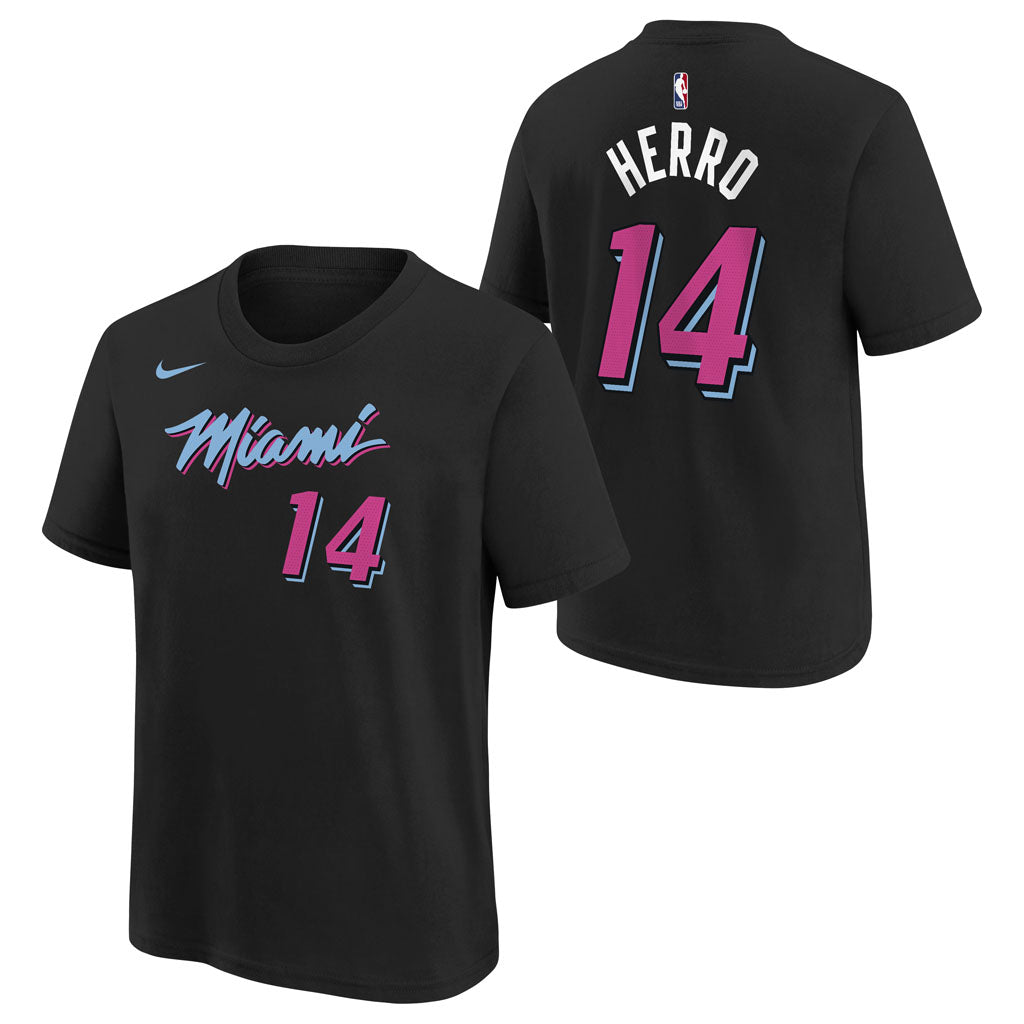 NBA Miami Heat Tyler Herro Youth Nike 2025-26 City Edition Name & Number Tee - Black