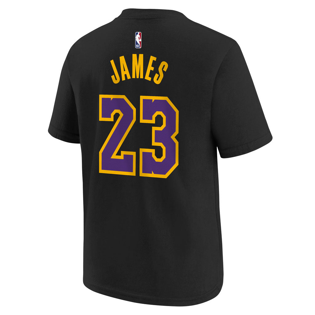 NBA Los Angeles Lakers LeBron James Youth Nike 2025-26 City Edition Name & Number Tee - Black