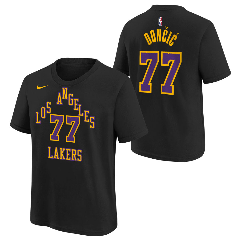 NBA Los Angeles Lakers Luka Dončić Youth Nike 2025-26 City Edition Name & Number Tee - Black