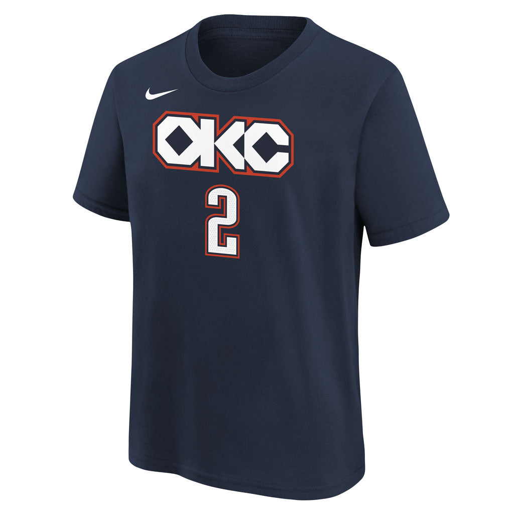NBA Oklahoma City Thunder Shai Gilgeous-Alexander Youth Nike 2025-26 City Edition Name & Number Tee - Navy