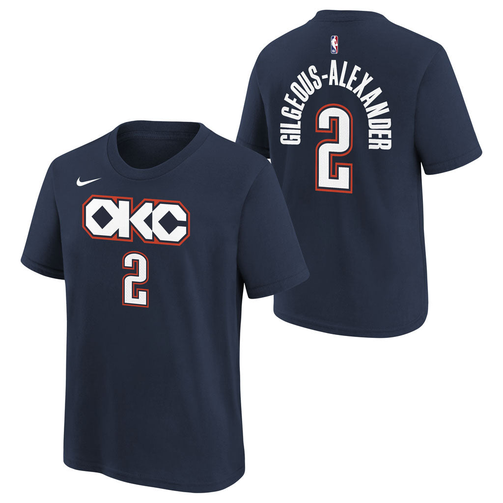 NBA Oklahoma City Thunder Shai Gilgeous-Alexander Youth Nike 2025-26 City Edition Name & Number Tee - Navy