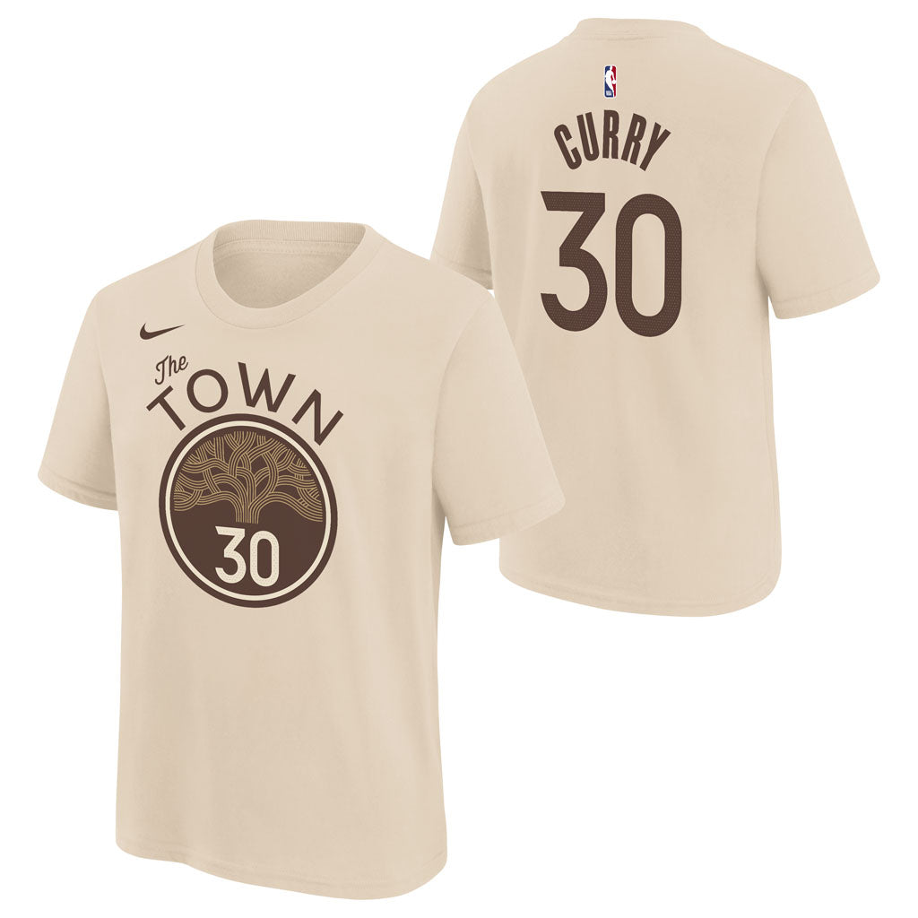 NBA Golden State Warriors Steph Curry Youth Nike 2025-26 City Edition Name & Number Tee - Cream