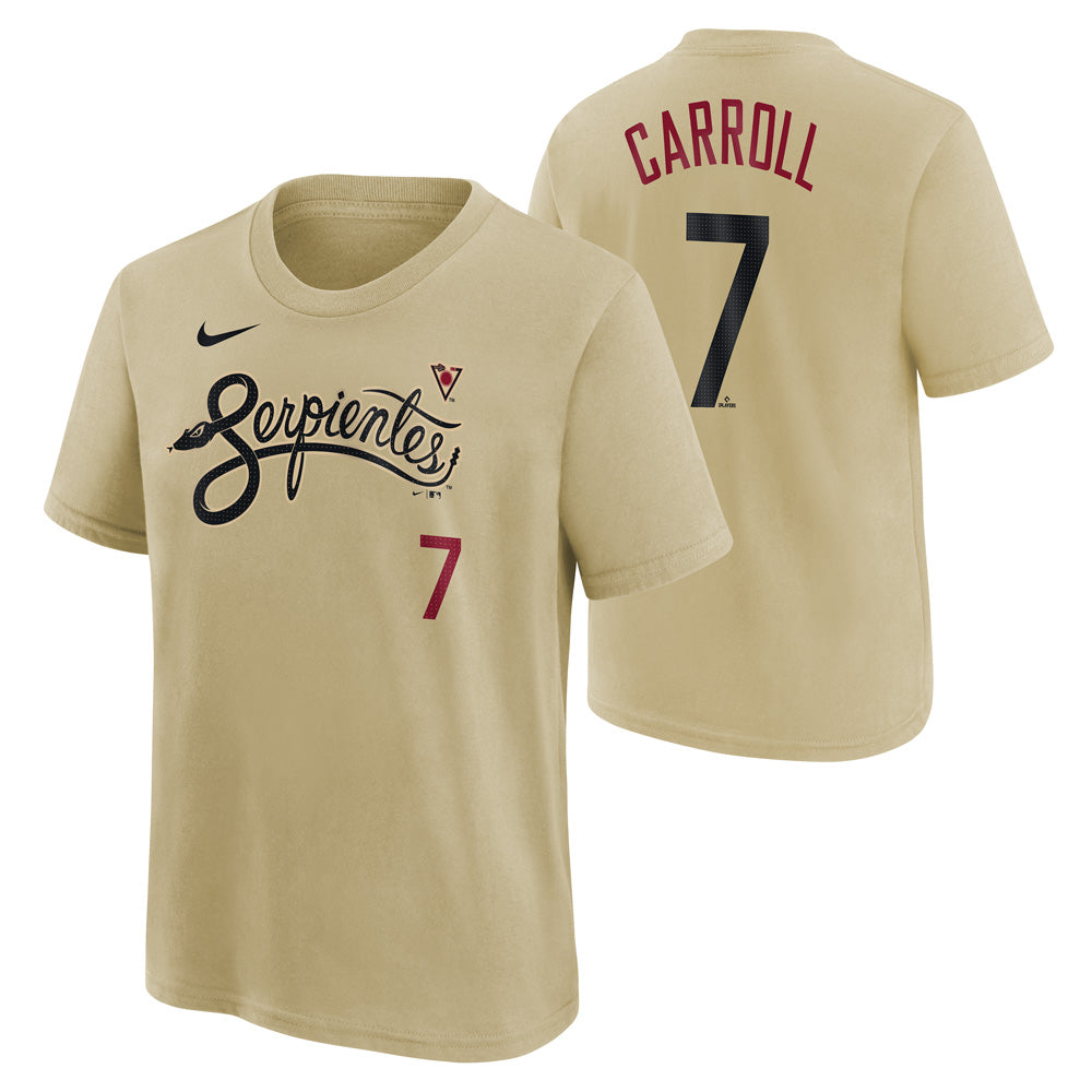 MLB Arizona Diamondbacks Corbin Carroll Youth Nike City Connect Name &amp; Number Tee