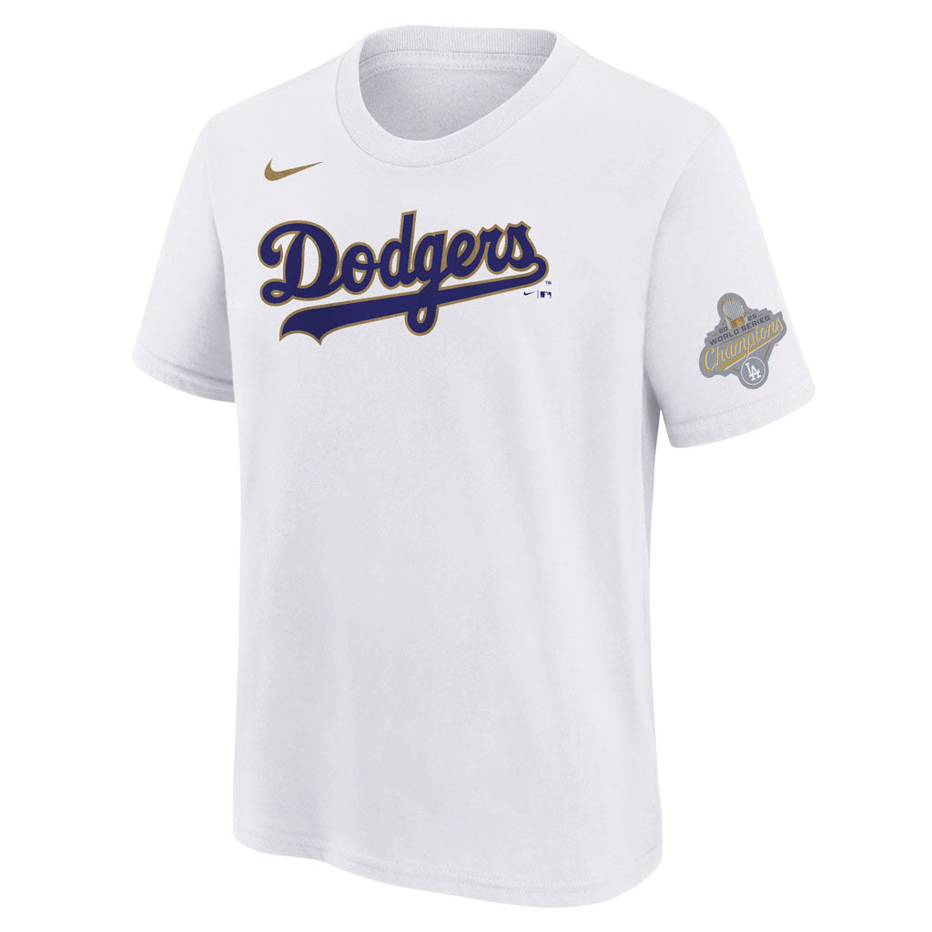 MLB Los Angeles Dodgers Shohei Ohtani Youth Nike 2026 Gold Name & Number T-Shirt - White