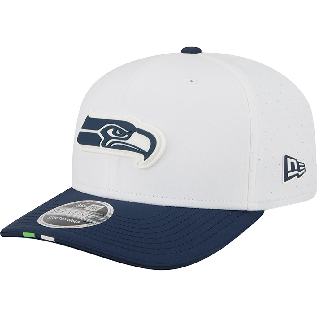 NFL Seattle Seahawks New Era 2025 Training 9SEVENTY Stretch-Snapback Hat - White
