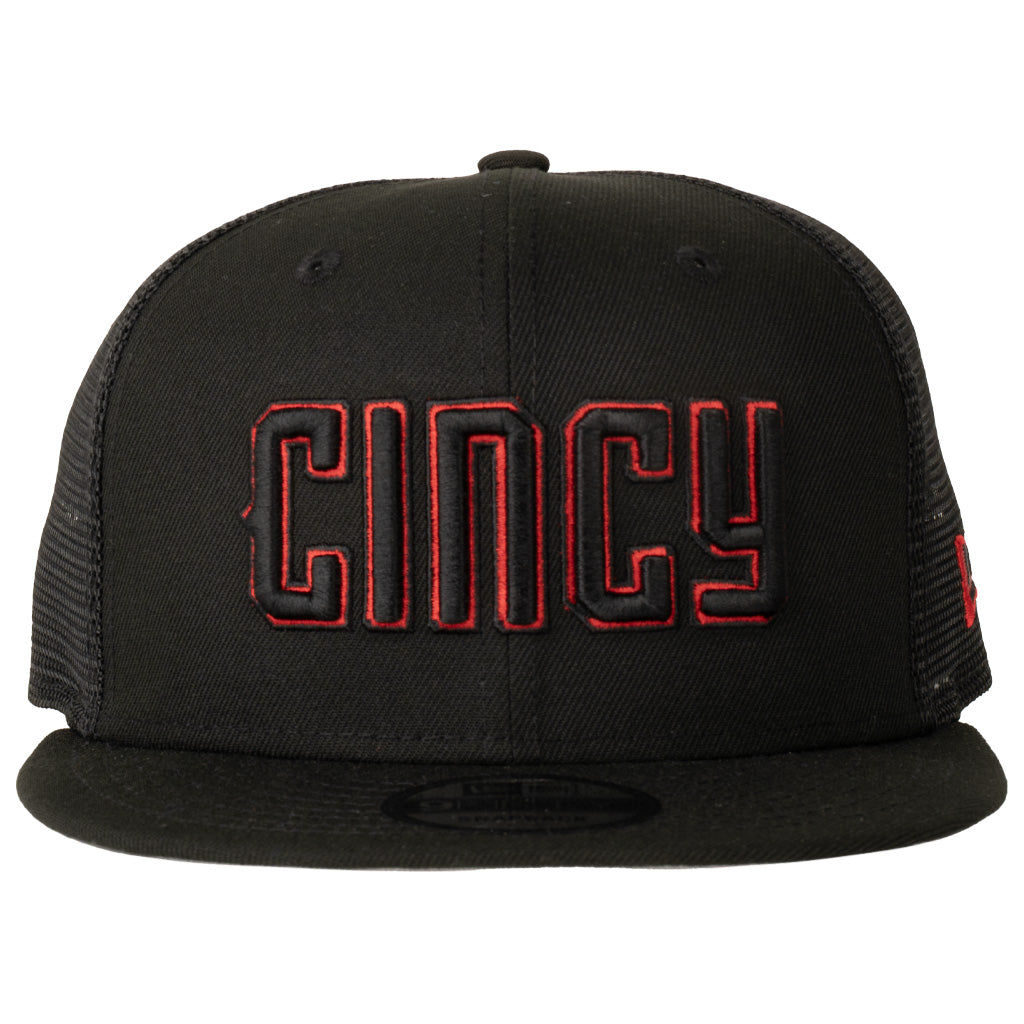 MLB Cincinnati Reds New Era Shadowline 9FIFTY Snapback Trucker Hat - Black