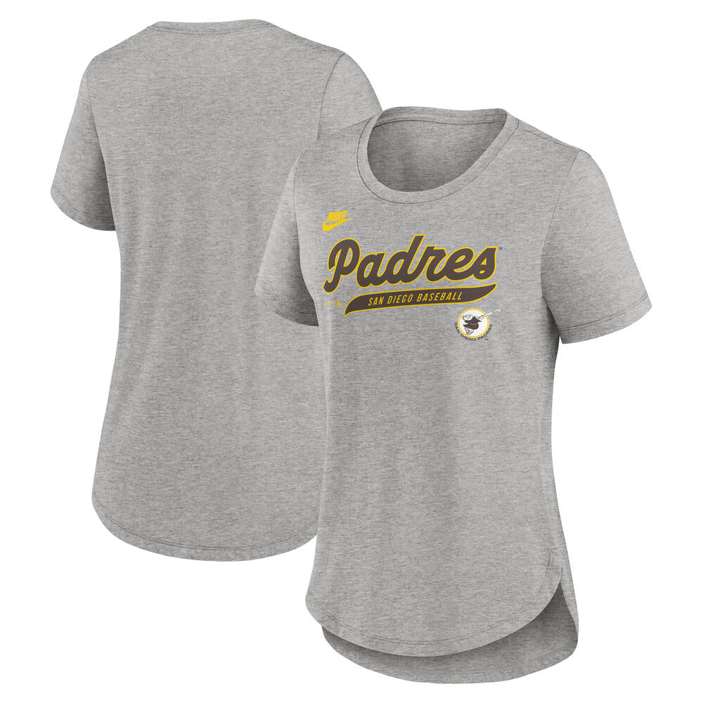 MLB San Diego Padres Women's Nike Cooperstown Tri-Blend T-Shirt - Heather Gray