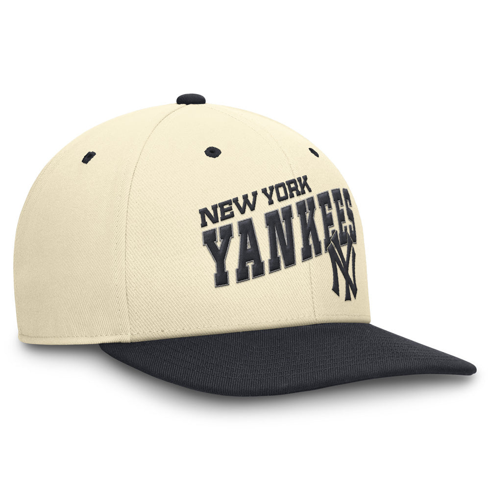 MLB New York Yankees Nike Cooperstown Wave Snapback Hat - Cream