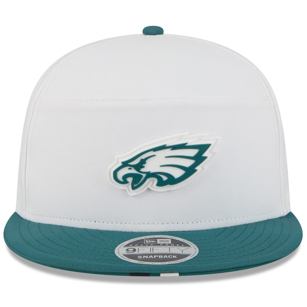 NFL Philadelphia Eagles New Era 2025 Training 9FIFTY Split Panel Snapback Hat - White