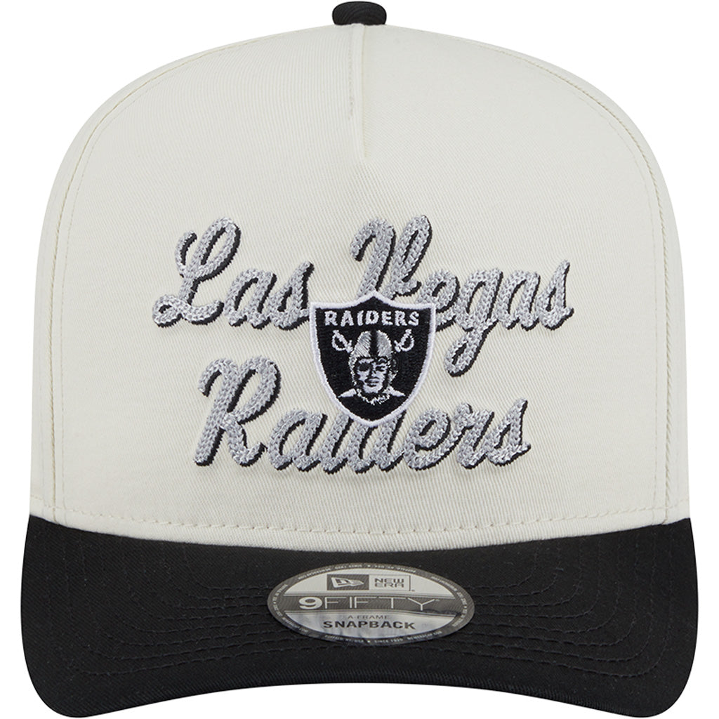 NFL Las Vegas Raiders New Era Chainstitch Two-Tone 9FIFTY A-Frame Snapback Hat - Cream