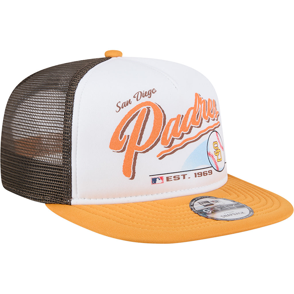 MLB San Diego Padres New Era Retro Script 9FIFTY A-Frame Snapback Hat - White