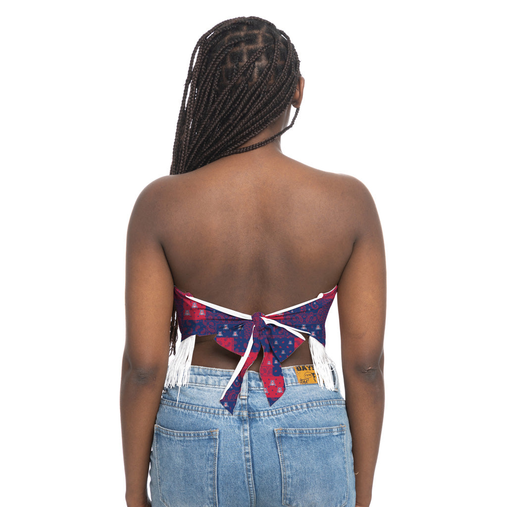 NCAA Arizona Wildcats Women's ZooZatz Fringe Tie Back Top