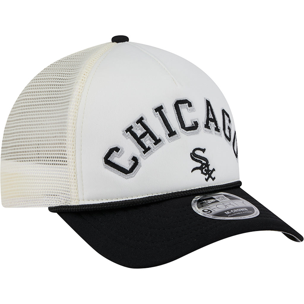 MLB Chicago White Sox New Era Arch Logo 9FORTY M-Crown Snapback Trucker Hat - Chrome
