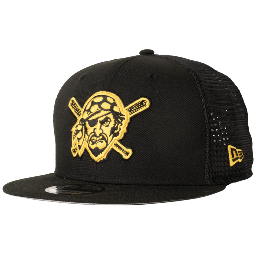 MLB Pittsburgh Pirates New Era Shadowline 9FIFTY Snapback Trucker Hat - Black