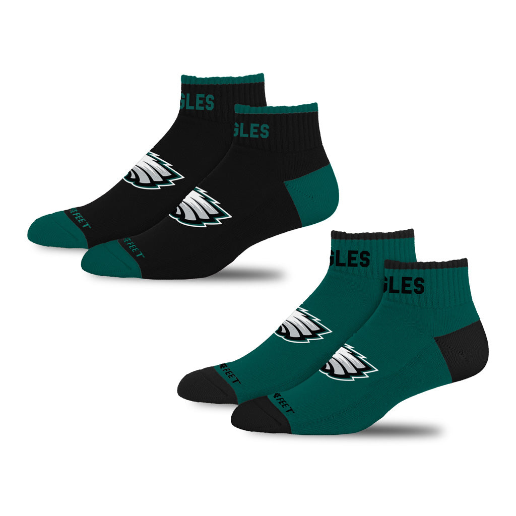 NFL Philadelphia Eagles For Bare Feet Front & Center 2-Pack Socks - Black & Green