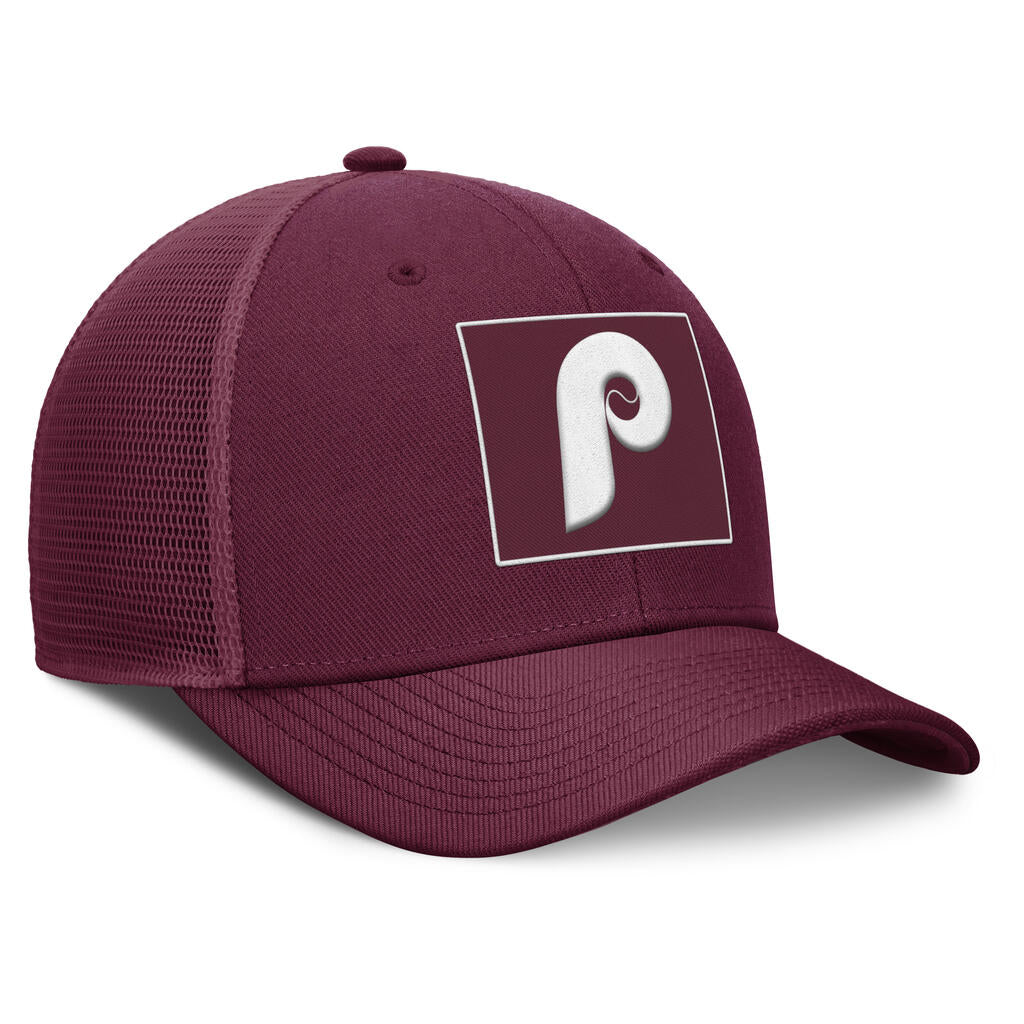 MLB Philadelphia Phillies Nike Cooperstown Square Patch Trucker Snapback Hat - Maroon