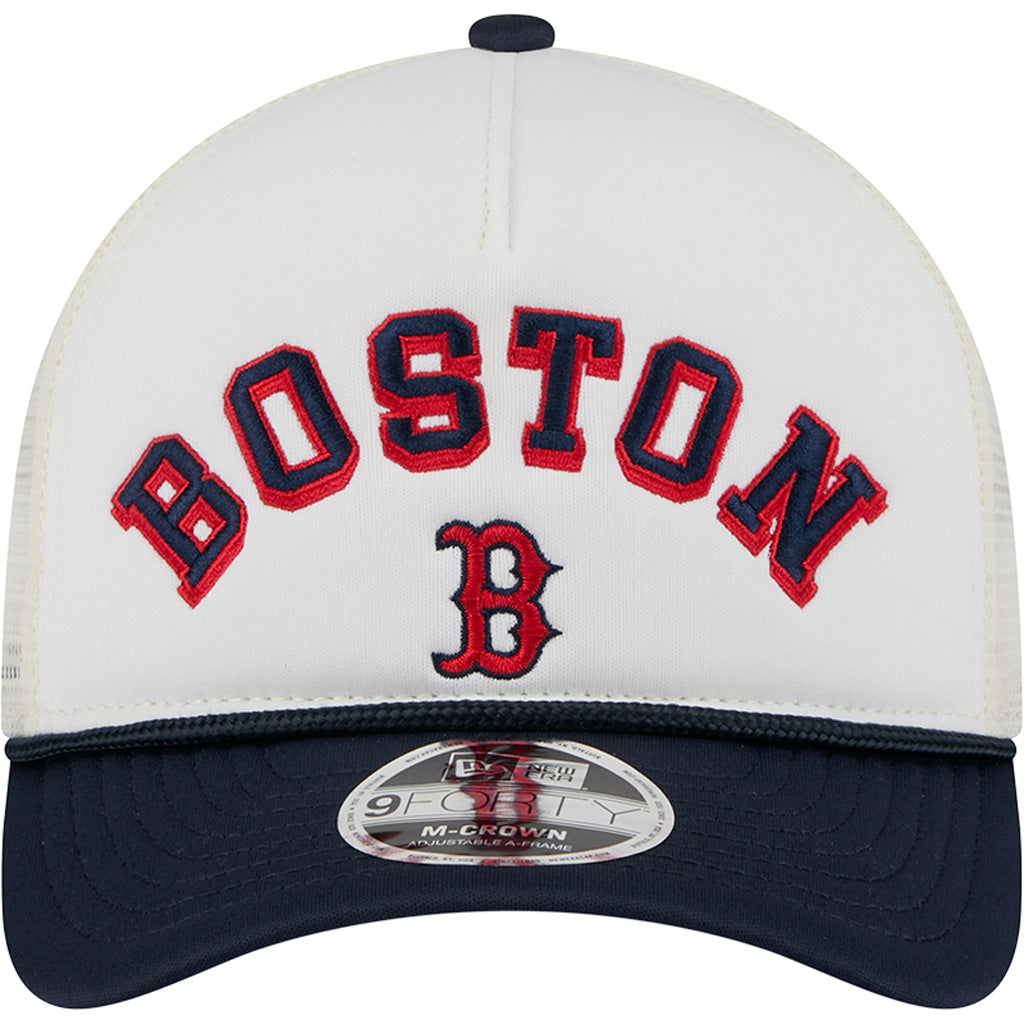 MLB Boston Red Sox New Era Arch Logo 9FORTY M-Crown Snapback Trucker Hat - Chrome