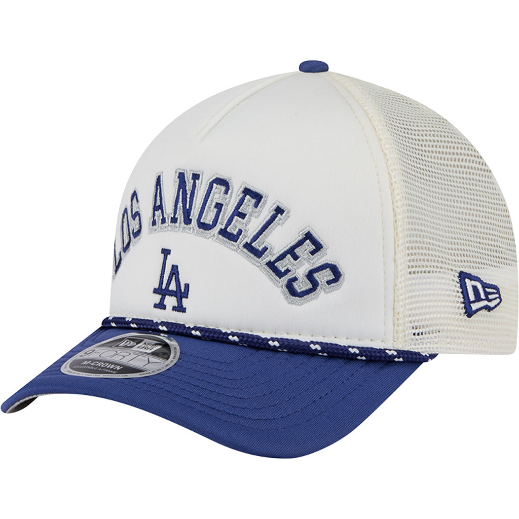 MLB Los Angeles Dodgers New Era Arch Logo 9FORTY M-Crown Snapback Trucker Hat - Chrome