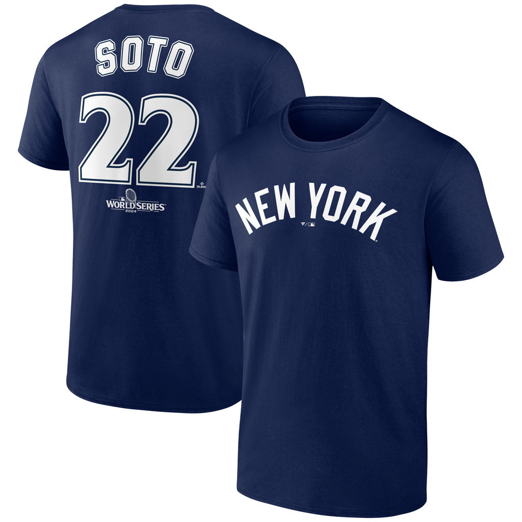 MLB New York Yankees Juan Soto Fanatics 2024 World Series Name & Number T-Shirt