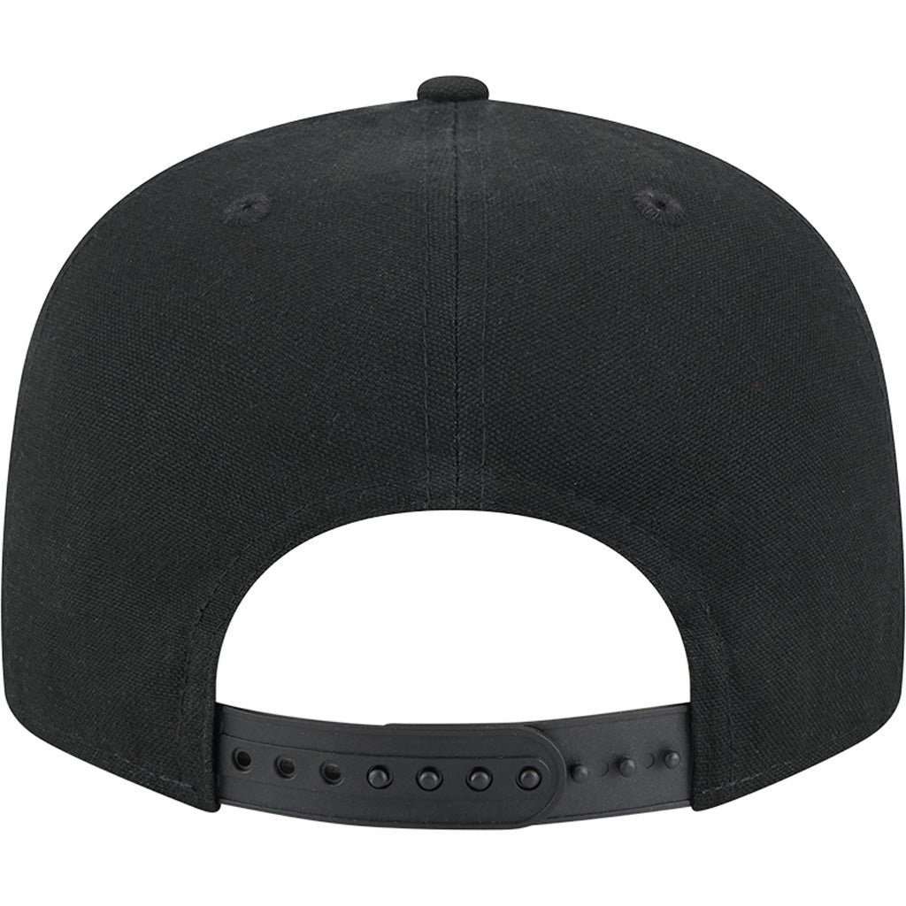 NFL San Francisco 49ers New Era Black on Black Cotton Canvas 9FIFTY Split Panel Snapback Hat - Black