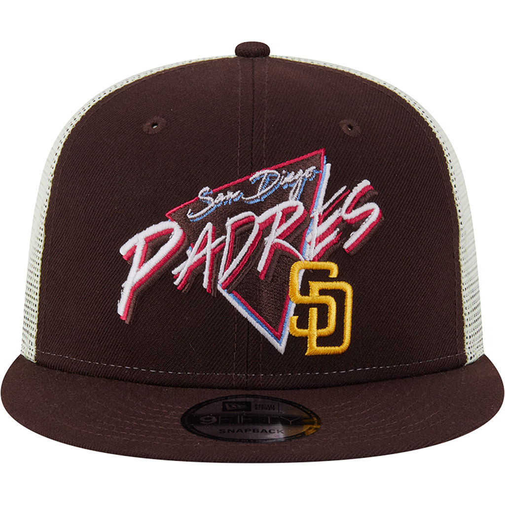 MLB San Diego Padres New Era Neon Trucker 9FIFTY Snapback Hat - Brown