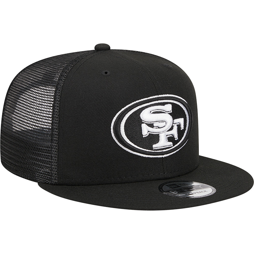 NFL San Francisco 49ers New Era Black & White 9FIFTY Snapback Trucker Hat - Black