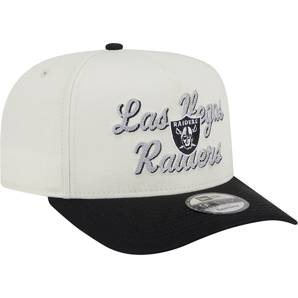 NFL Las Vegas Raiders New Era Chainstitch Two-Tone 9FIFTY A-Frame Snapback Hat - Cream