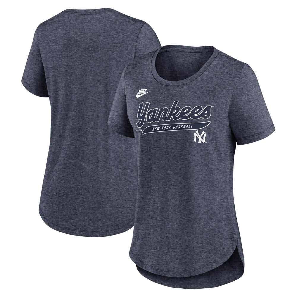 MLB New York Yankees Women's Nike Cooperstown Tri-Blend T-Shirt - Navy